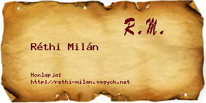 Réthi Milán névjegykártya
